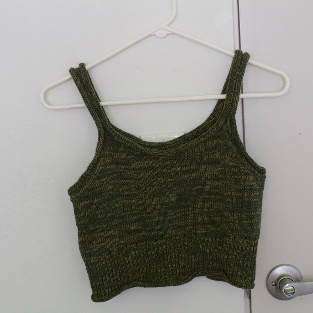 Green knit tank top